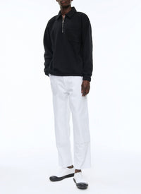 Sweatshirt à col zippé - Noir