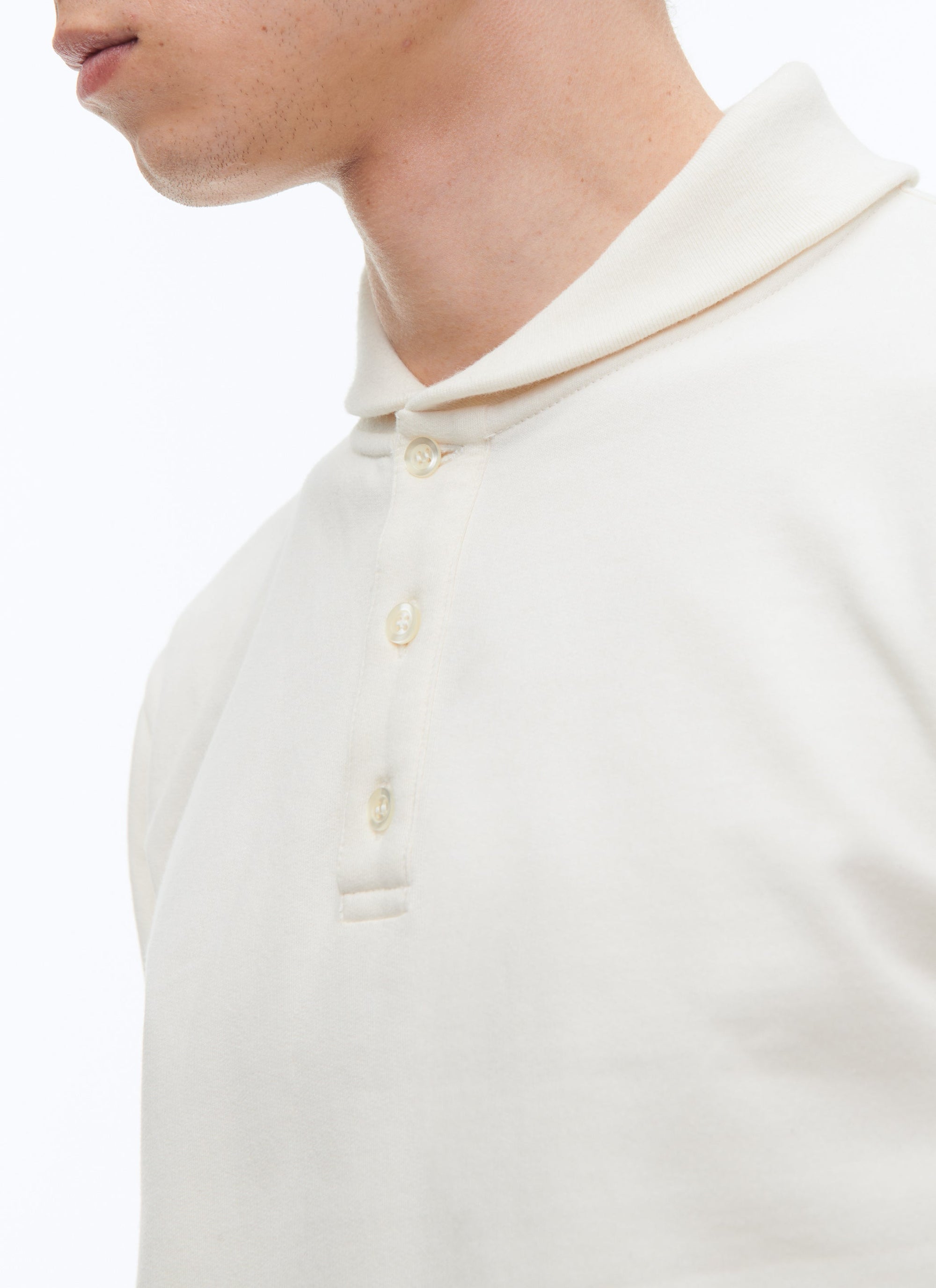 Sweatshirt à col châle en jersey de coton - Écru