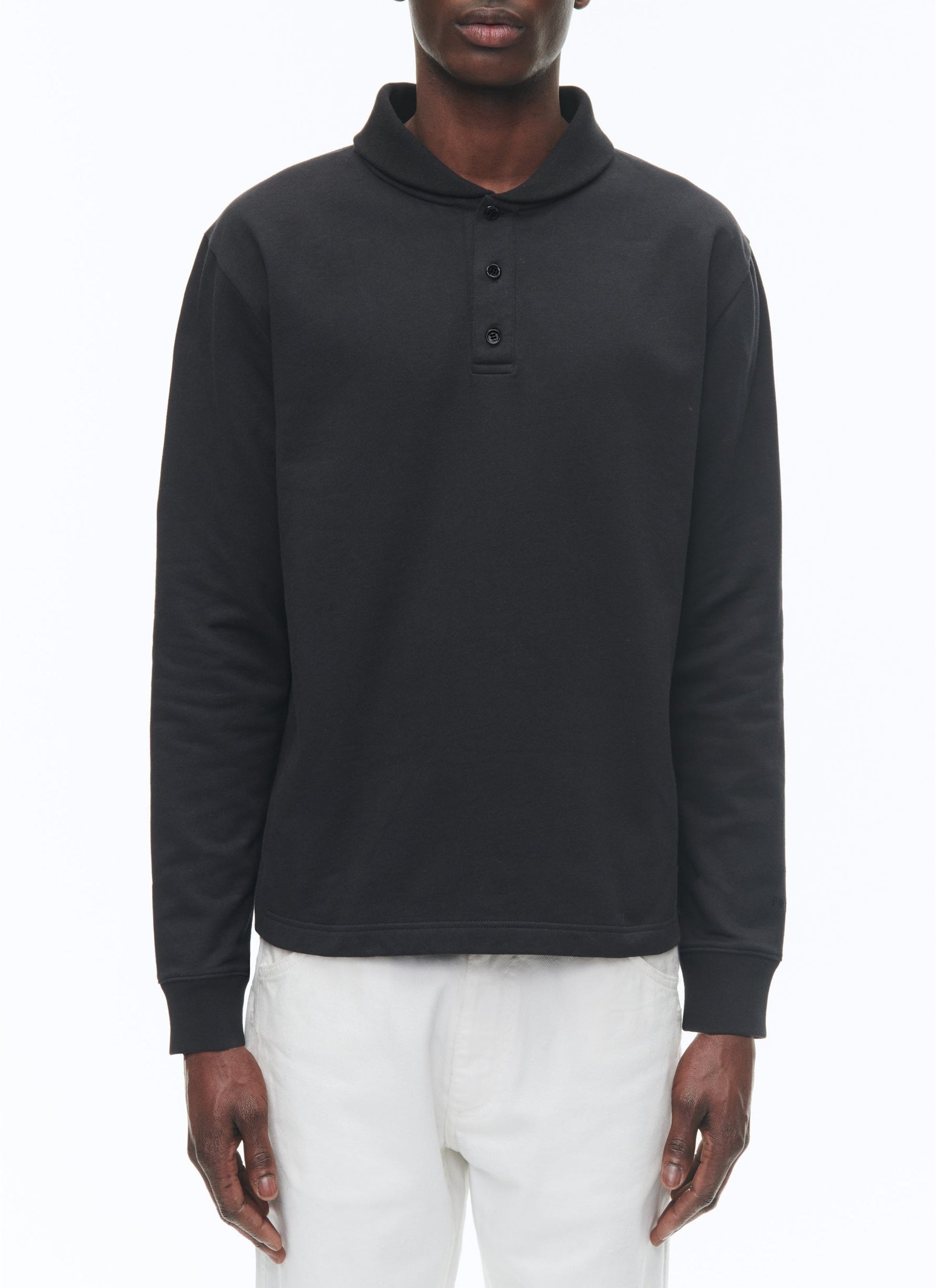 Sweatshirt à col châle en jersey de coton - Noir