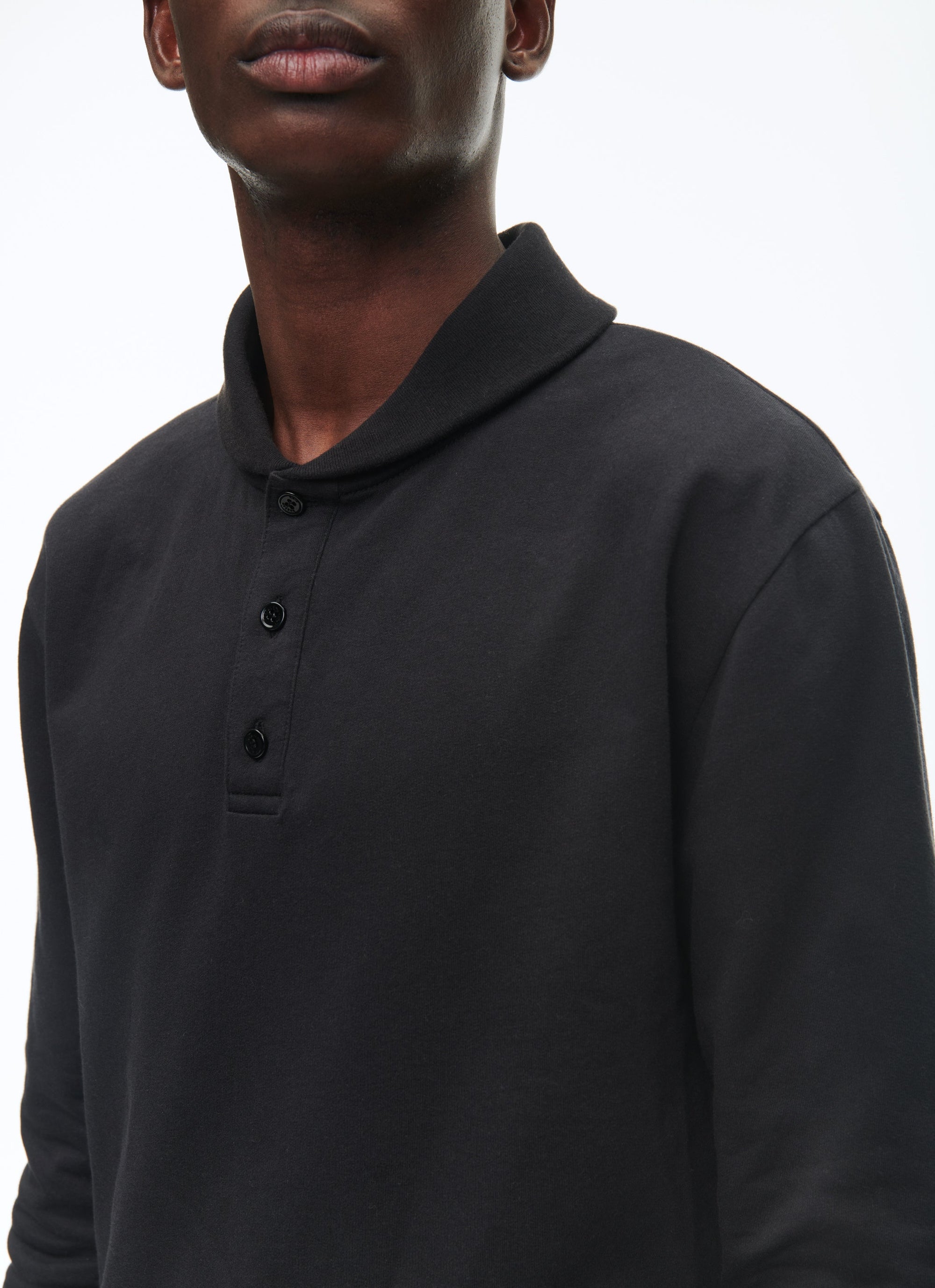 Sweatshirt à col châle en jersey de coton - Noir