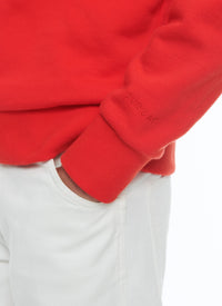 Round-neck cotton jersey sweatshirt - Red