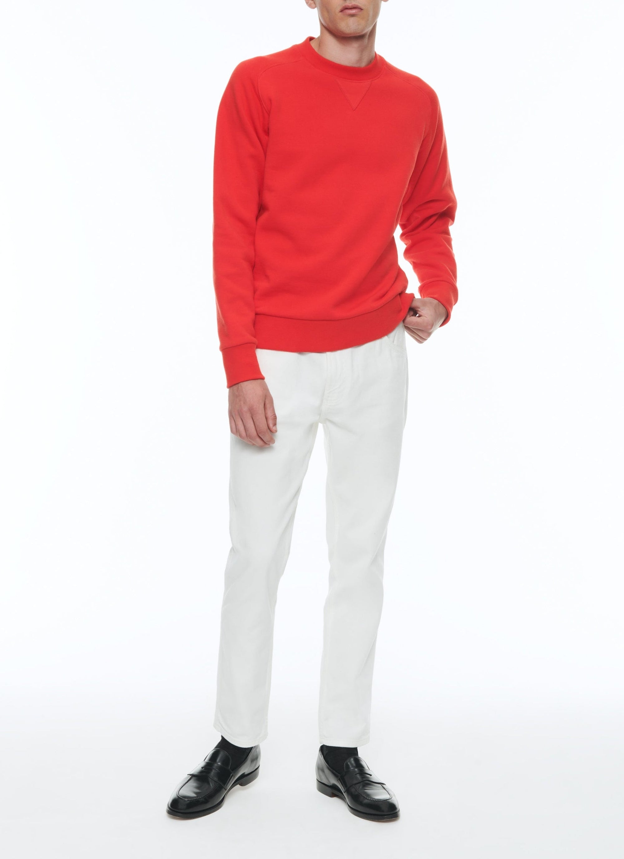 Round-neck cotton jersey sweatshirt - Red