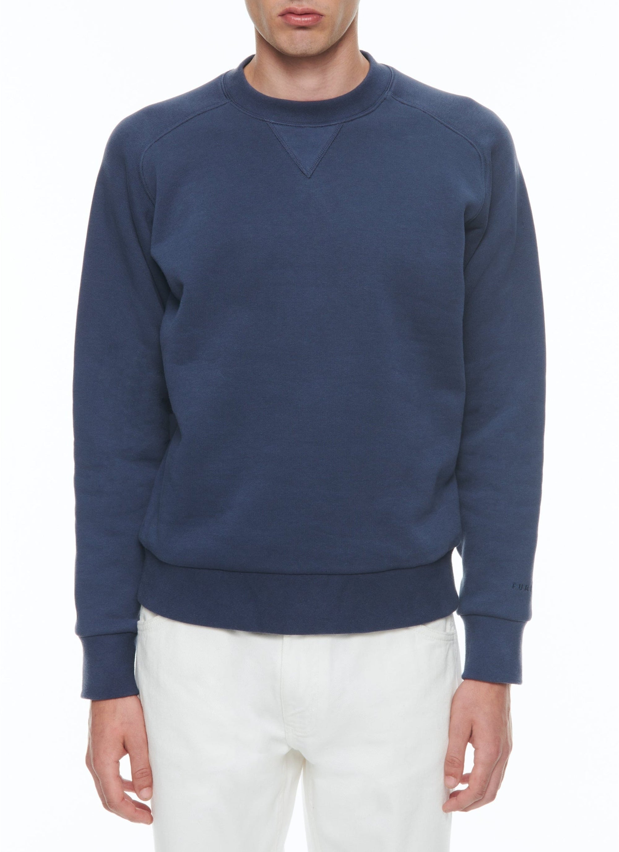 Round-neck cotton jersey sweatshirt - Navy blue