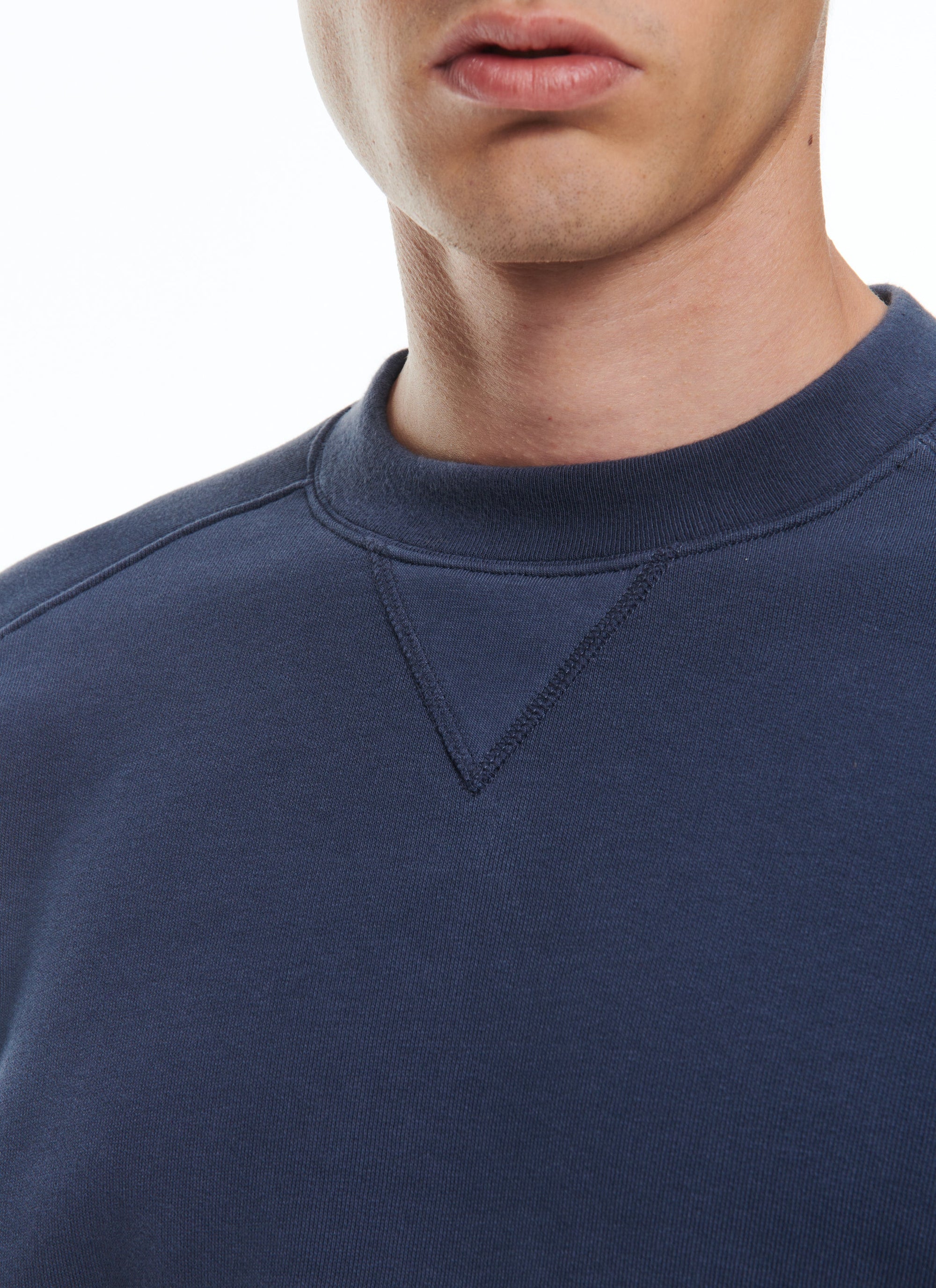 Round-neck cotton jersey sweatshirt - Navy blue