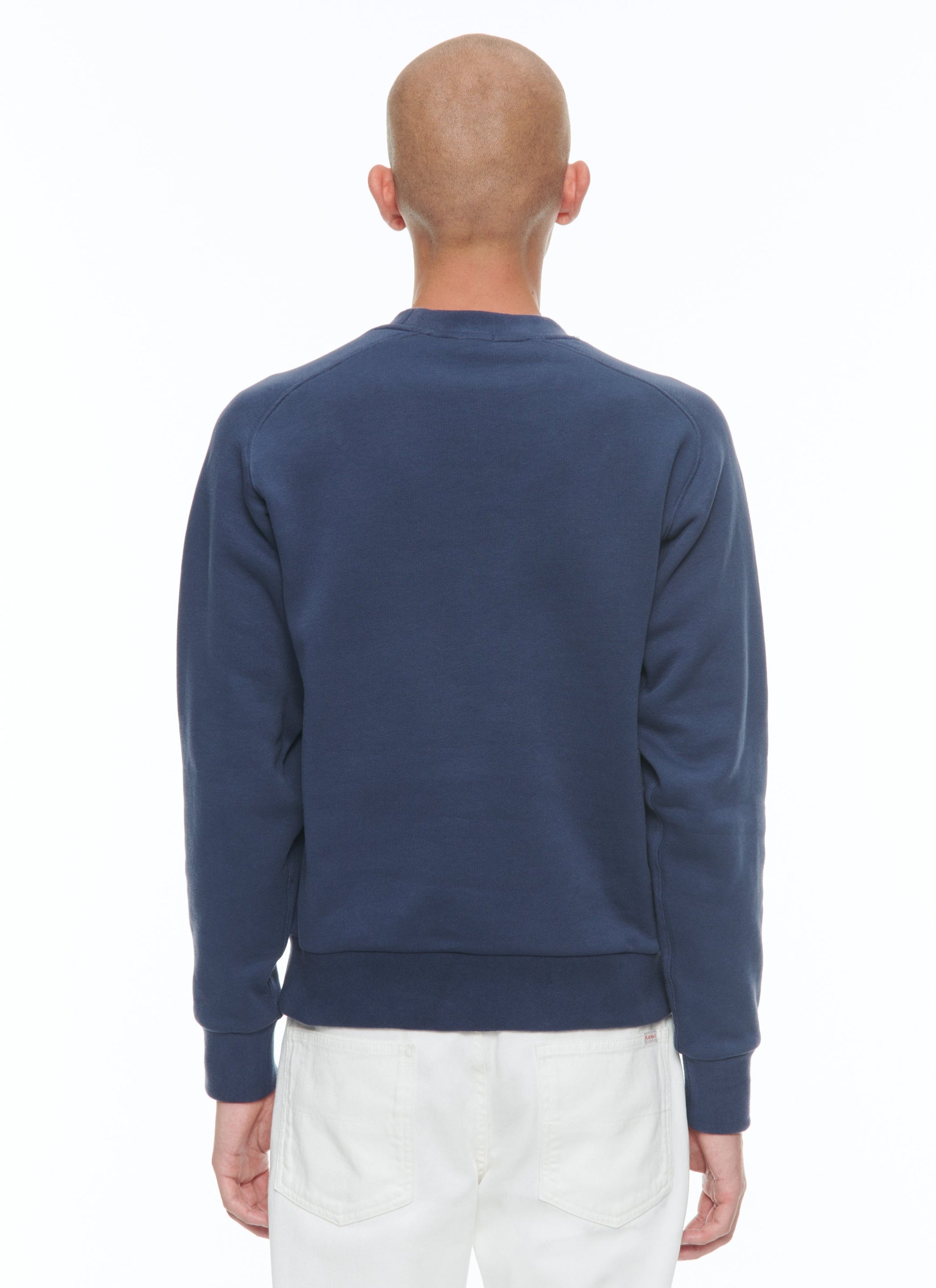 Round-neck cotton jersey sweatshirt - Navy blue