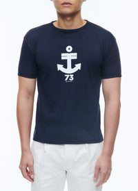 T-shirt imprimé à col rond - Marine
