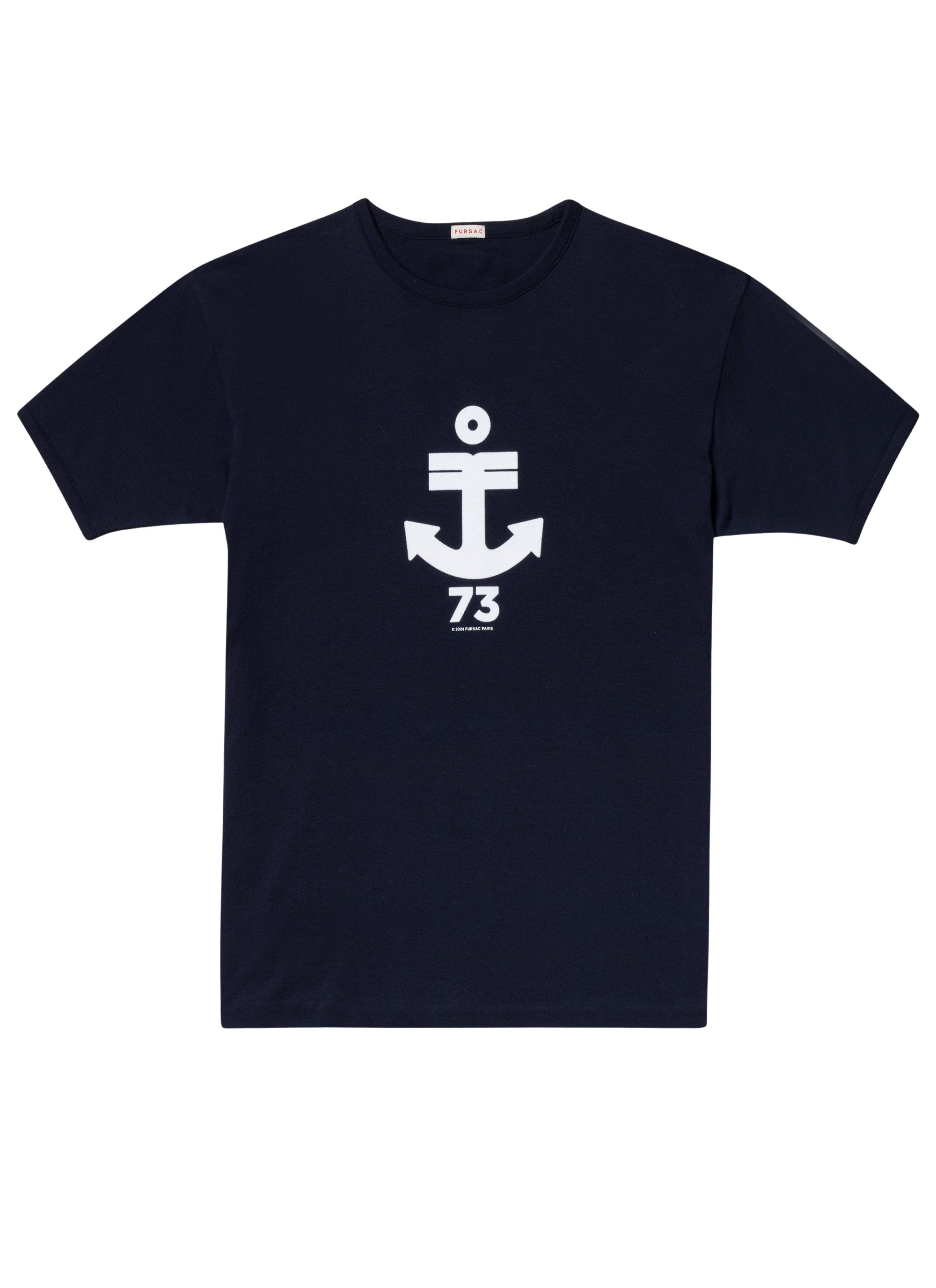 T-shirt imprimé à col rond - Marine