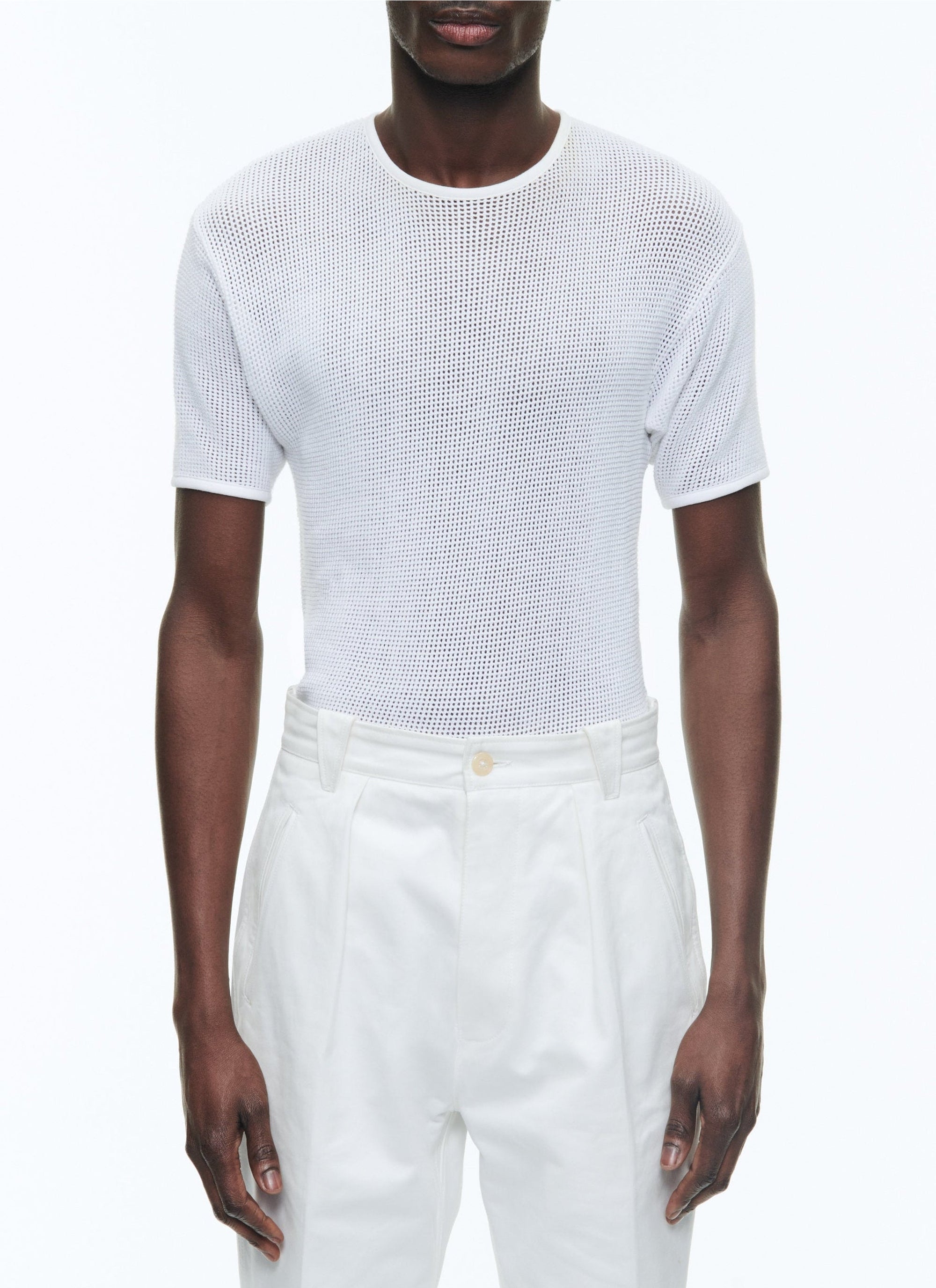 T-shirt ajouré en maille - Écru