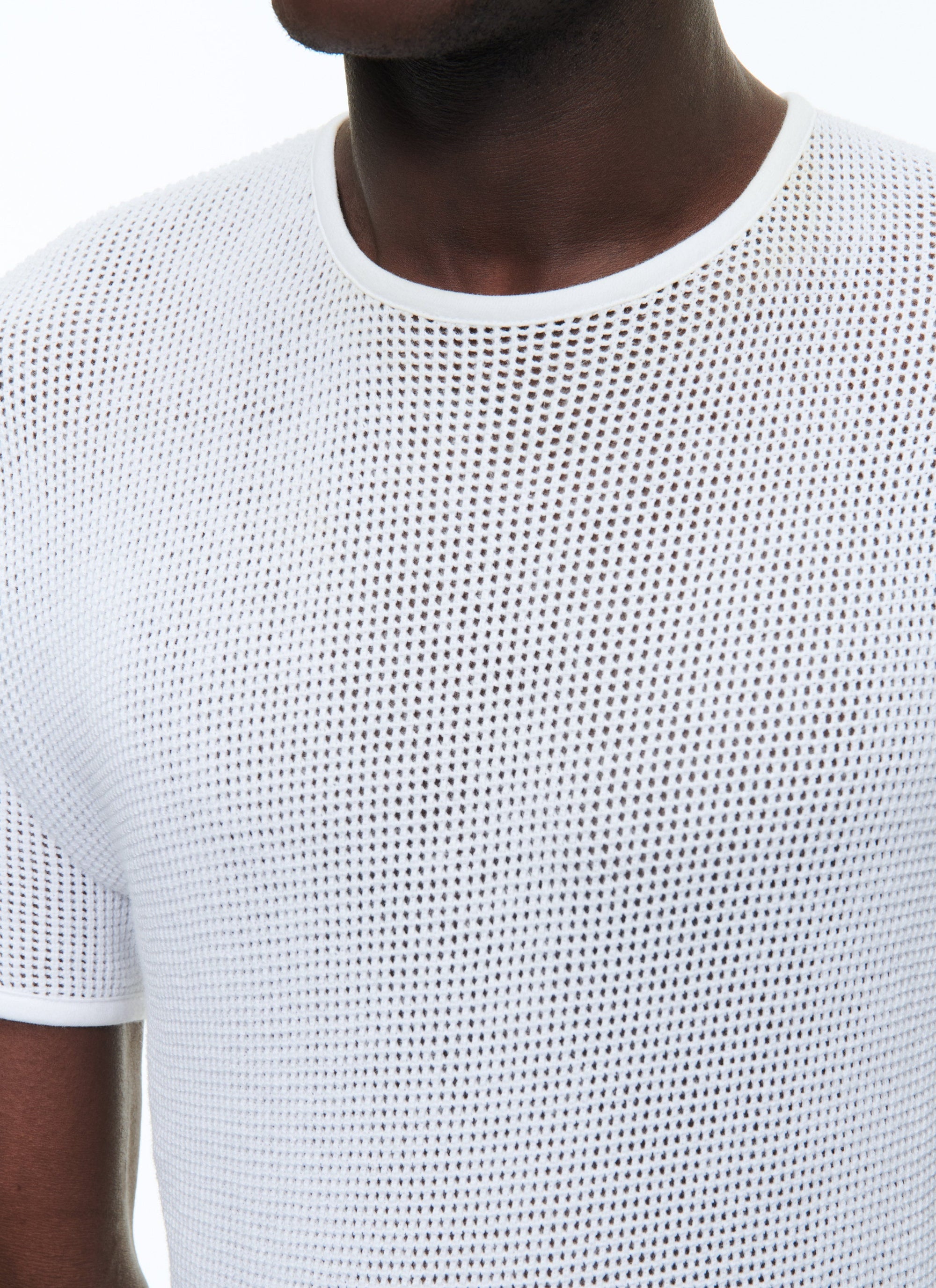T-shirt ajouré en maille - Écru