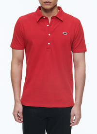 Button-down polo shirt with logo - Bright red