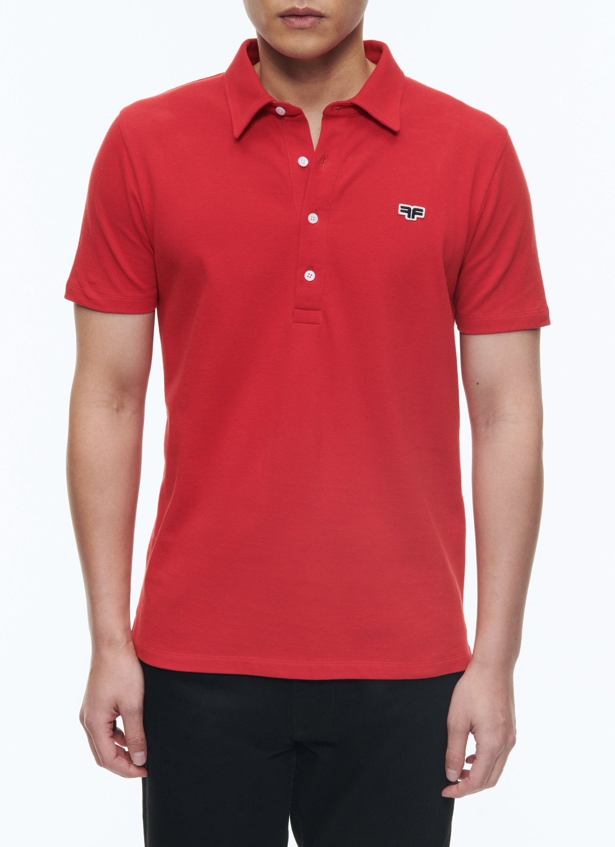 Button-down polo shirt with logo - Bright red