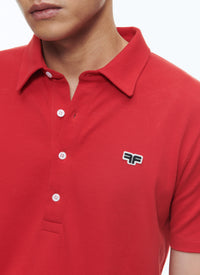 Button-down polo shirt with logo - Bright red
