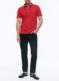 Button-down polo shirt with logo - Bright red
