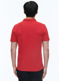 Button-down polo shirt with logo - Bright red