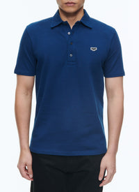 Polo boutonné avec logo - Indigo