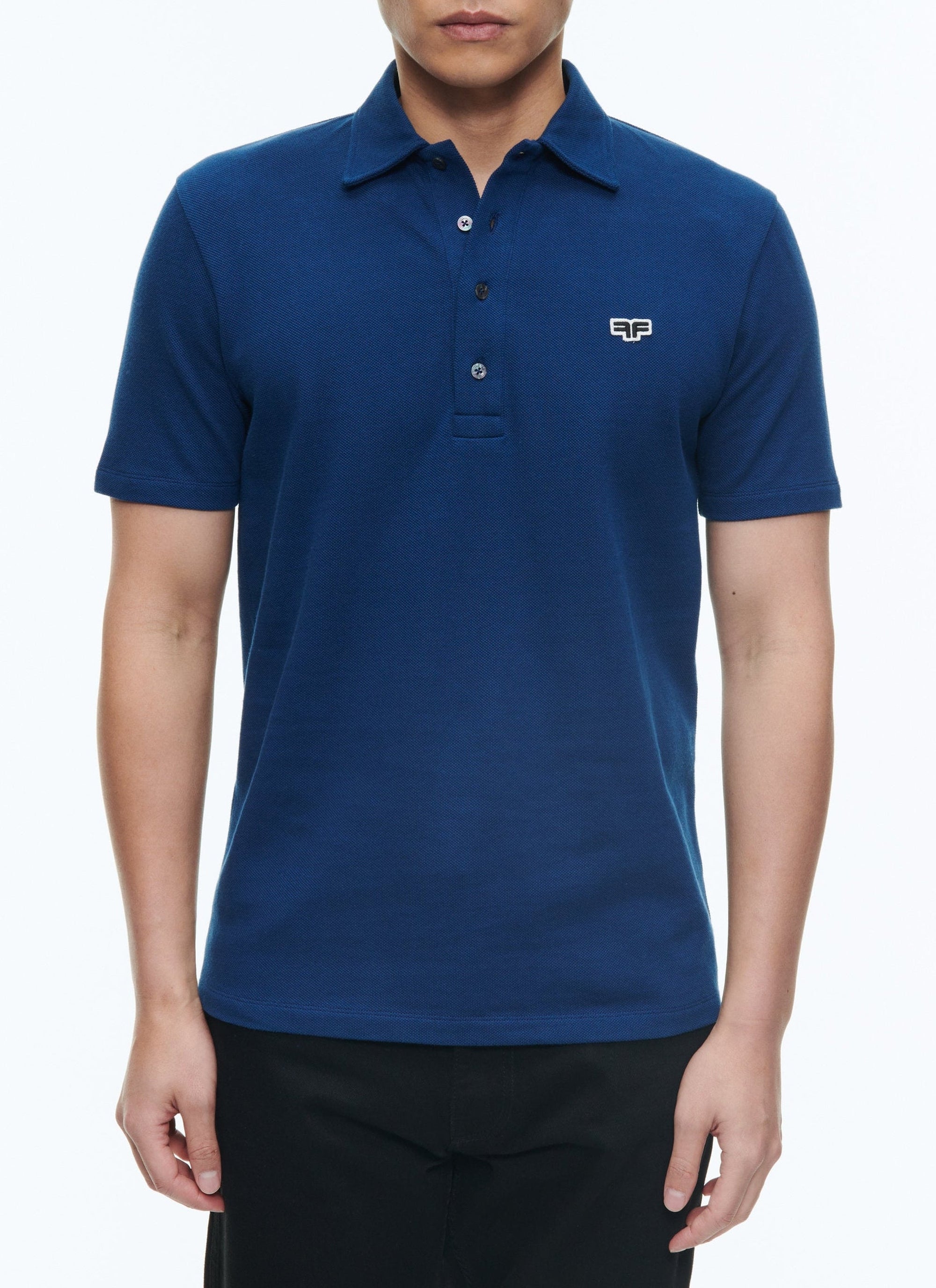 Polo boutonné avec logo - Indigo