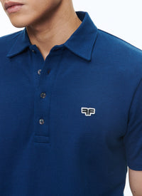Polo boutonné avec logo - Indigo