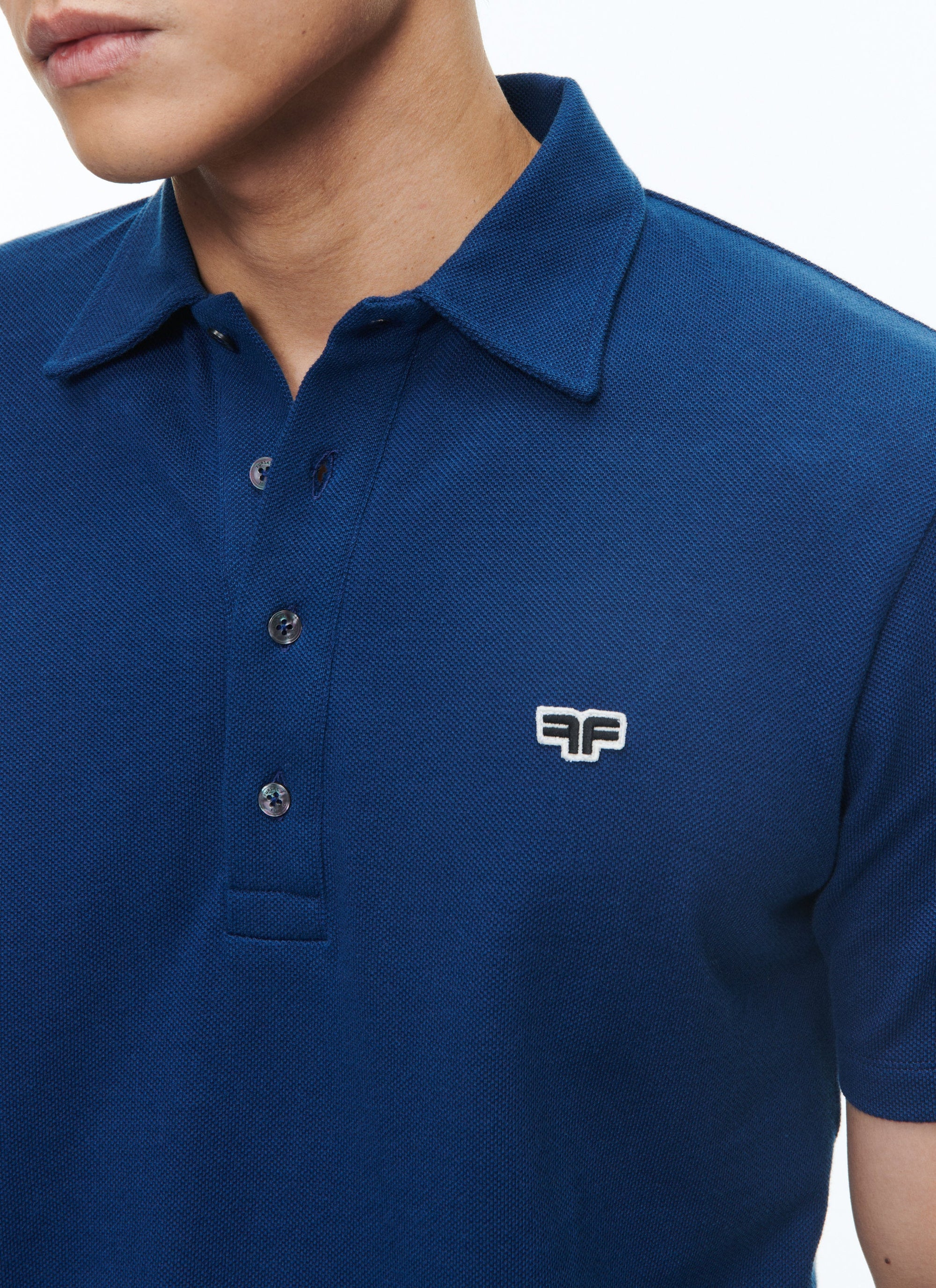Polo boutonné avec logo - Indigo