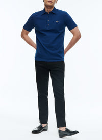 Polo boutonné avec logo - Indigo
