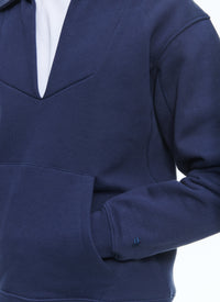 Sweatshirt à col V et poche - Marine