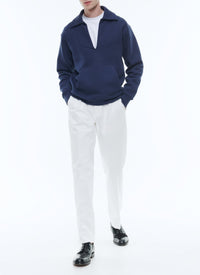 Sweatshirt à col V et poche - Marine