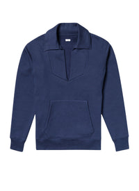 Sweatshirt à col V et poche - Marine