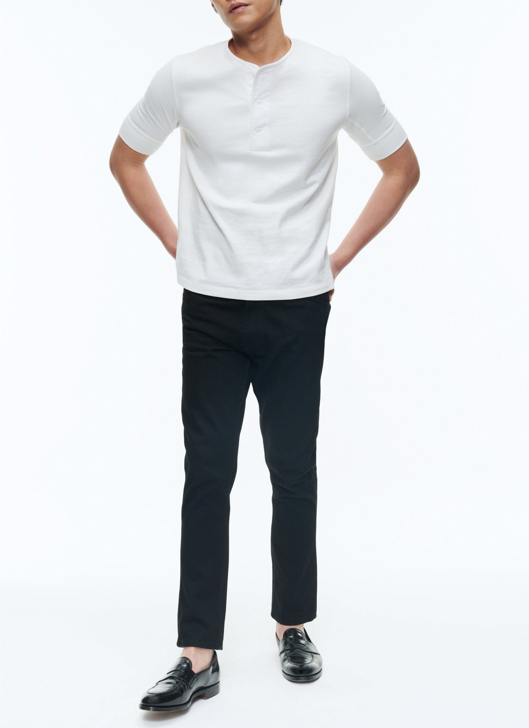 T-shirt à bords côtelés - Blanc