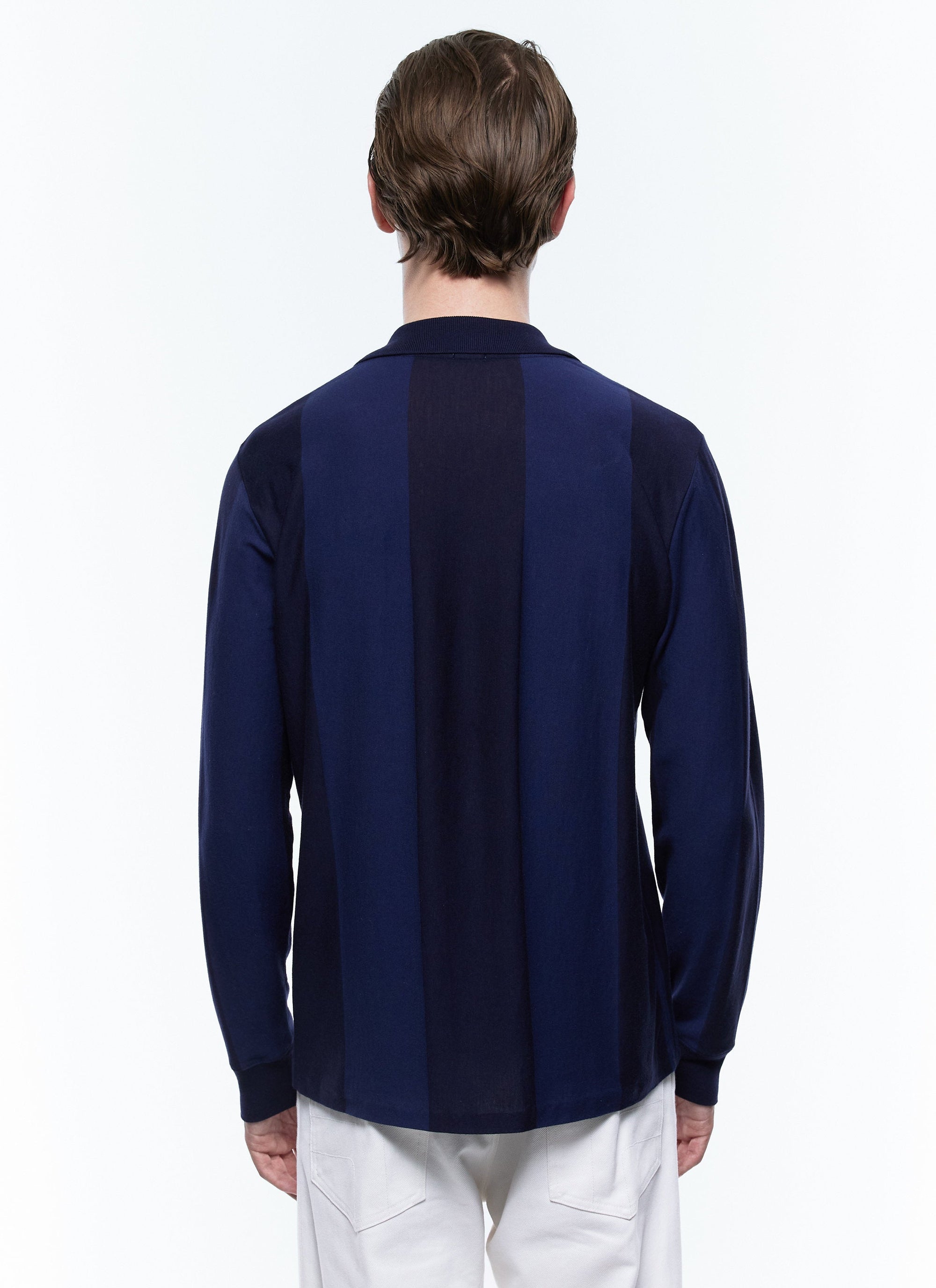 Pull à rayures avec logo en maille - Marine