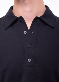 Pull boutonné à manches longues - Noir