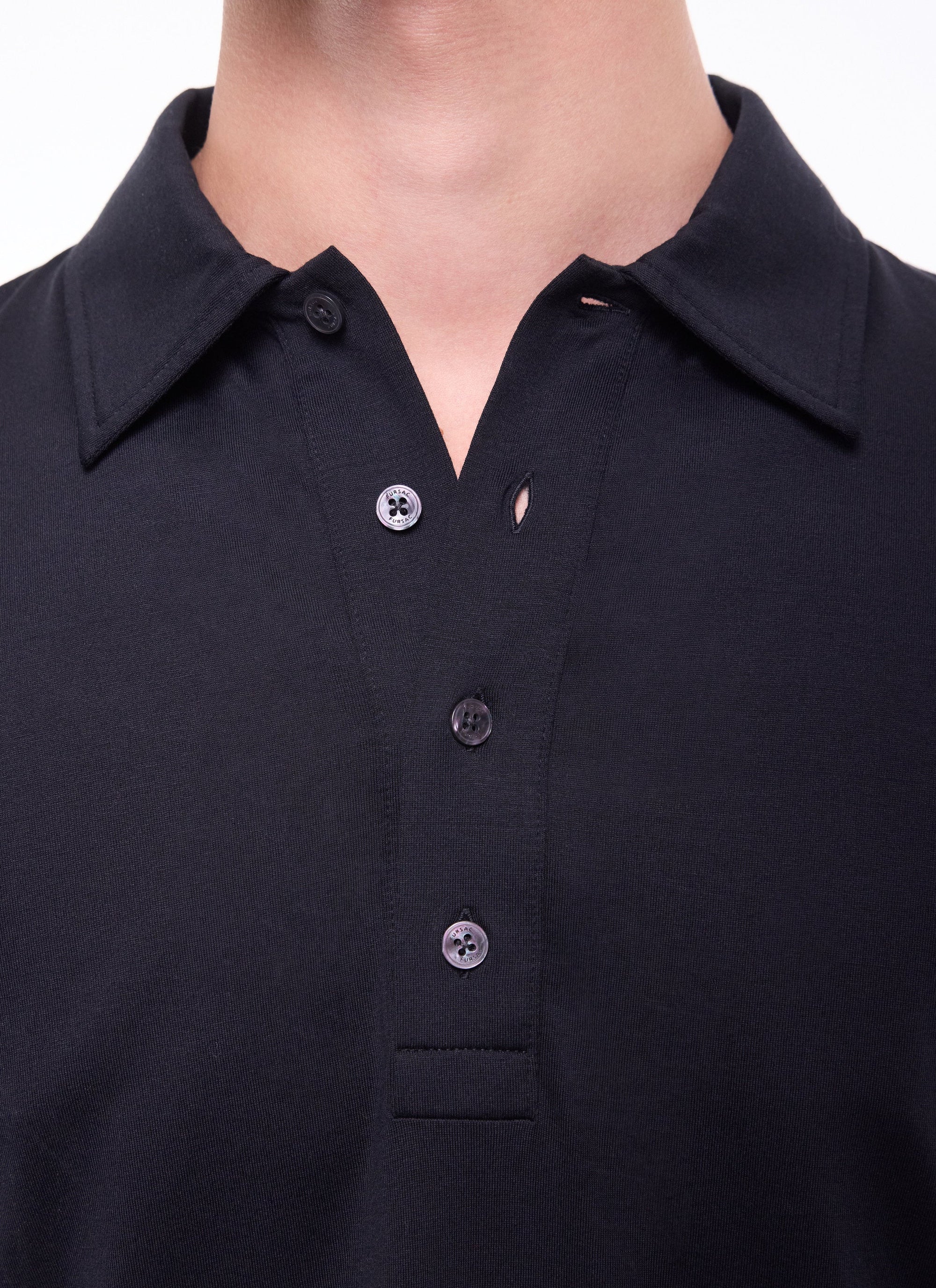 Pull boutonné à manches longues - Noir