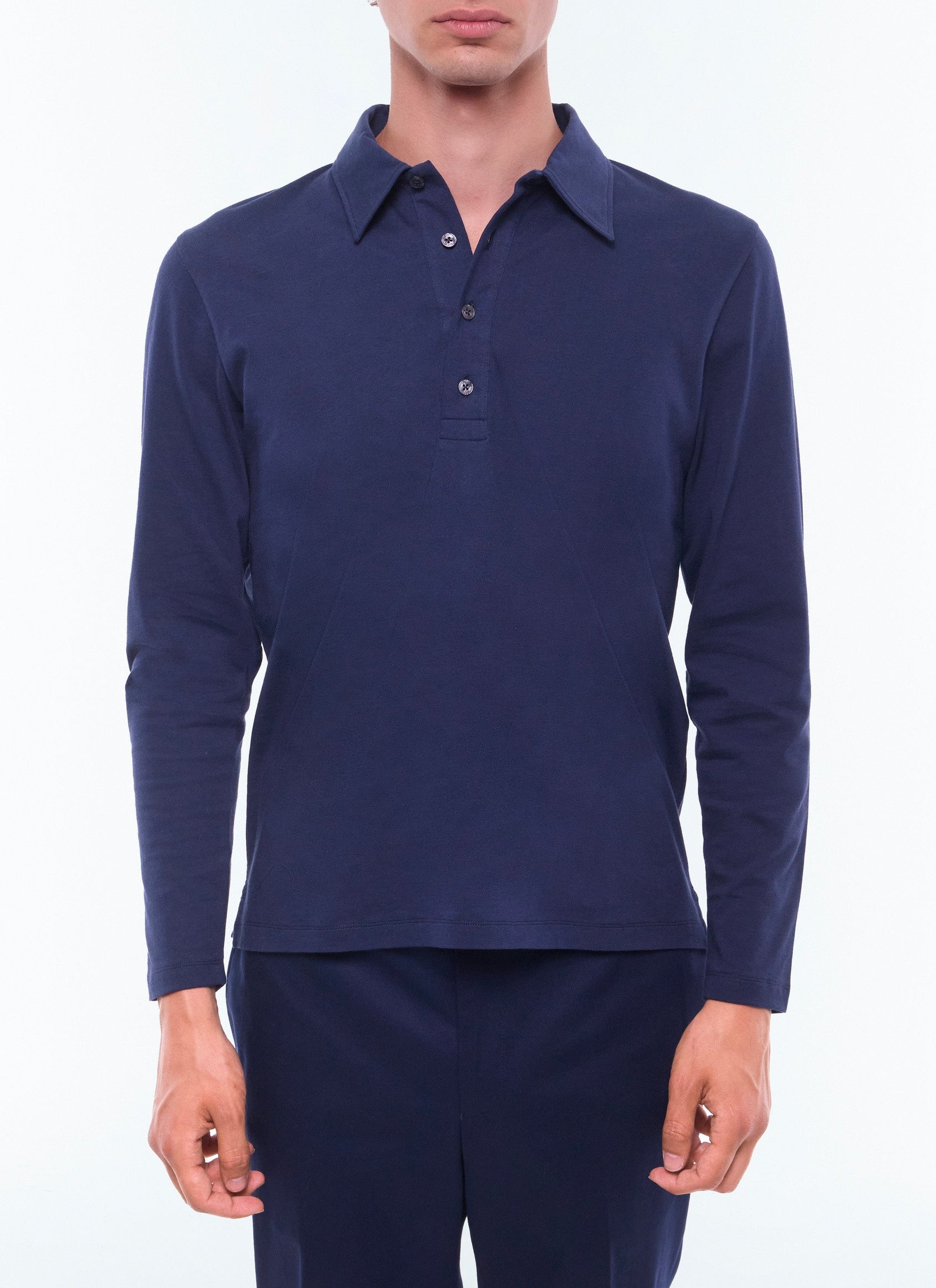 Polo manches longues - Bleu Marine