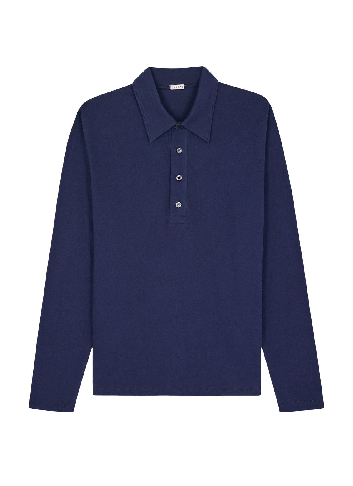 Pull boutonné à manches longues en coton - Marine