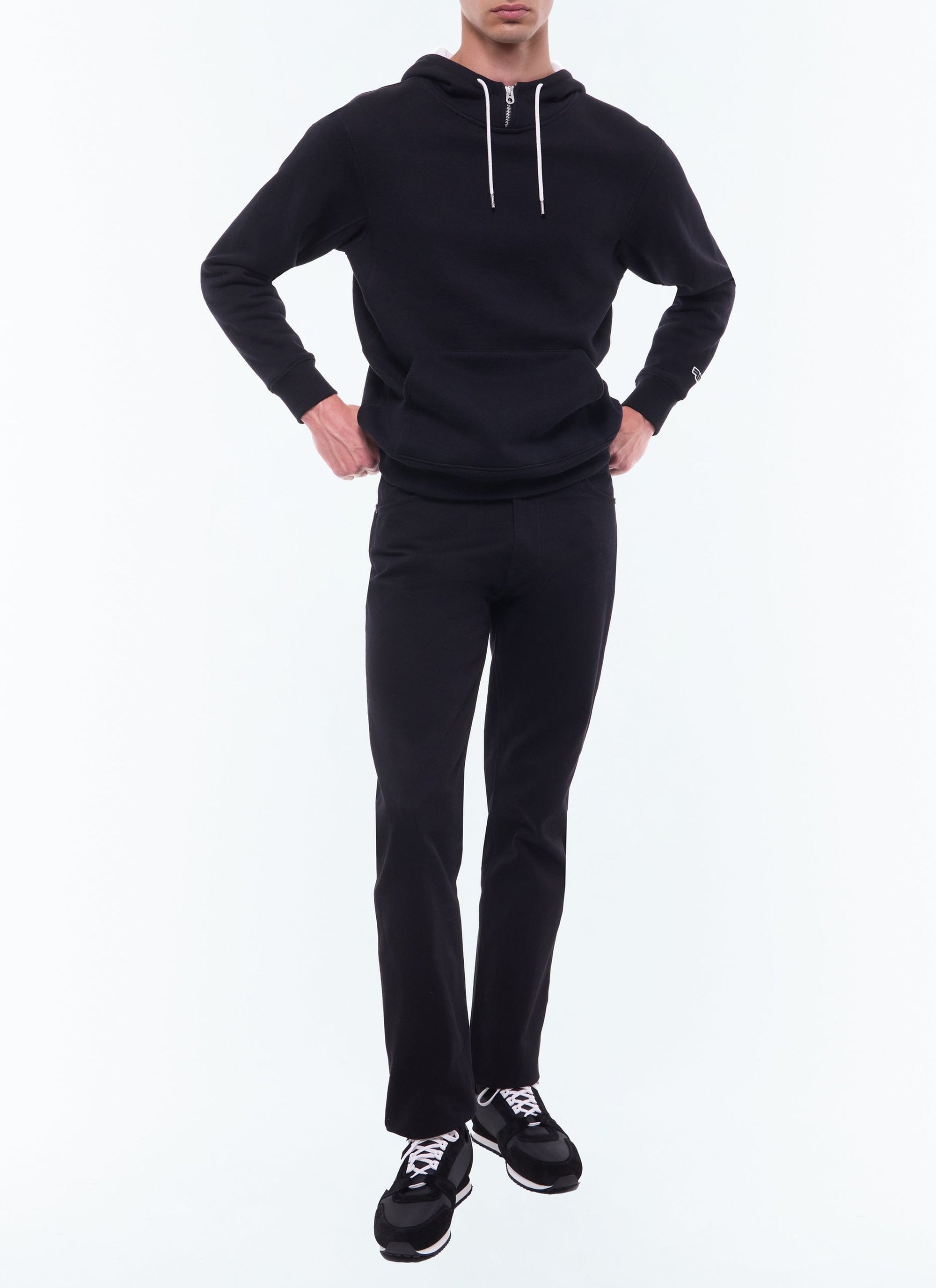 Round-neck cotton jersey sweatshirt - Black