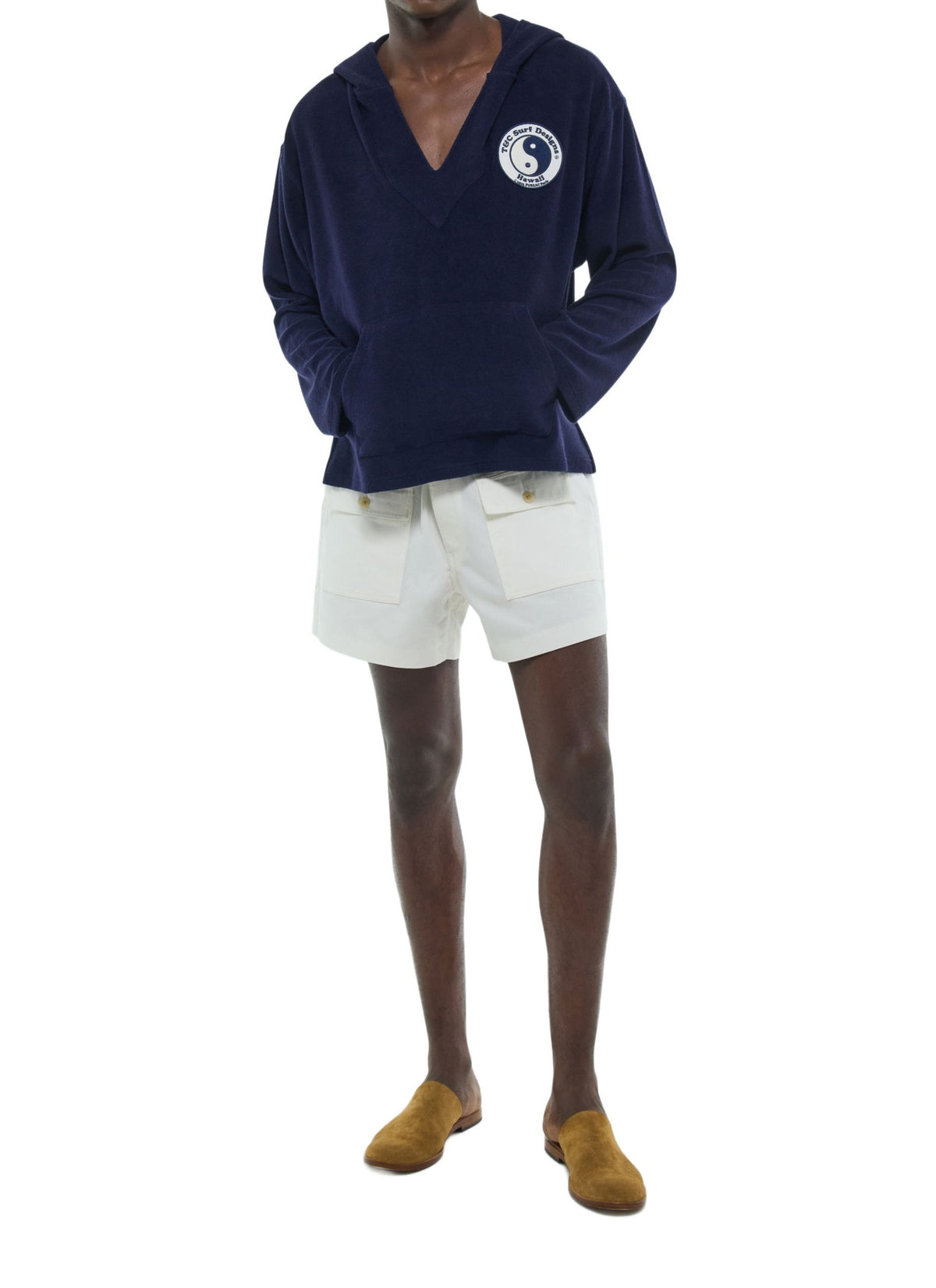 Terry cotton hooded jumper - Navy