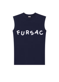 Fursac flock-printed sleeveless T-shirt in cotton jersey - Navy
