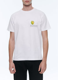Pear print cotton T-shirt - White