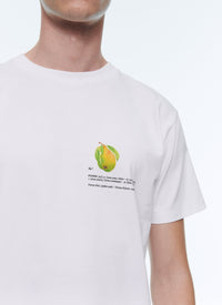 Pear print cotton T-shirt - White