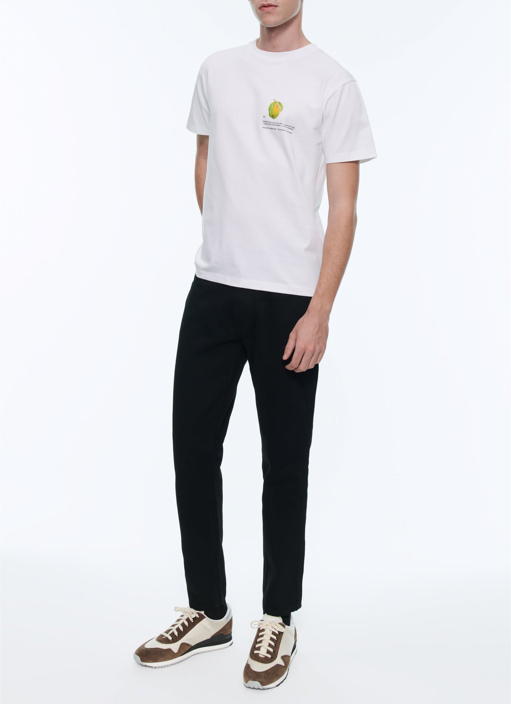 Pear print cotton T-shirt - White