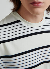 T-shirt à rayures asymétriques - Ecru