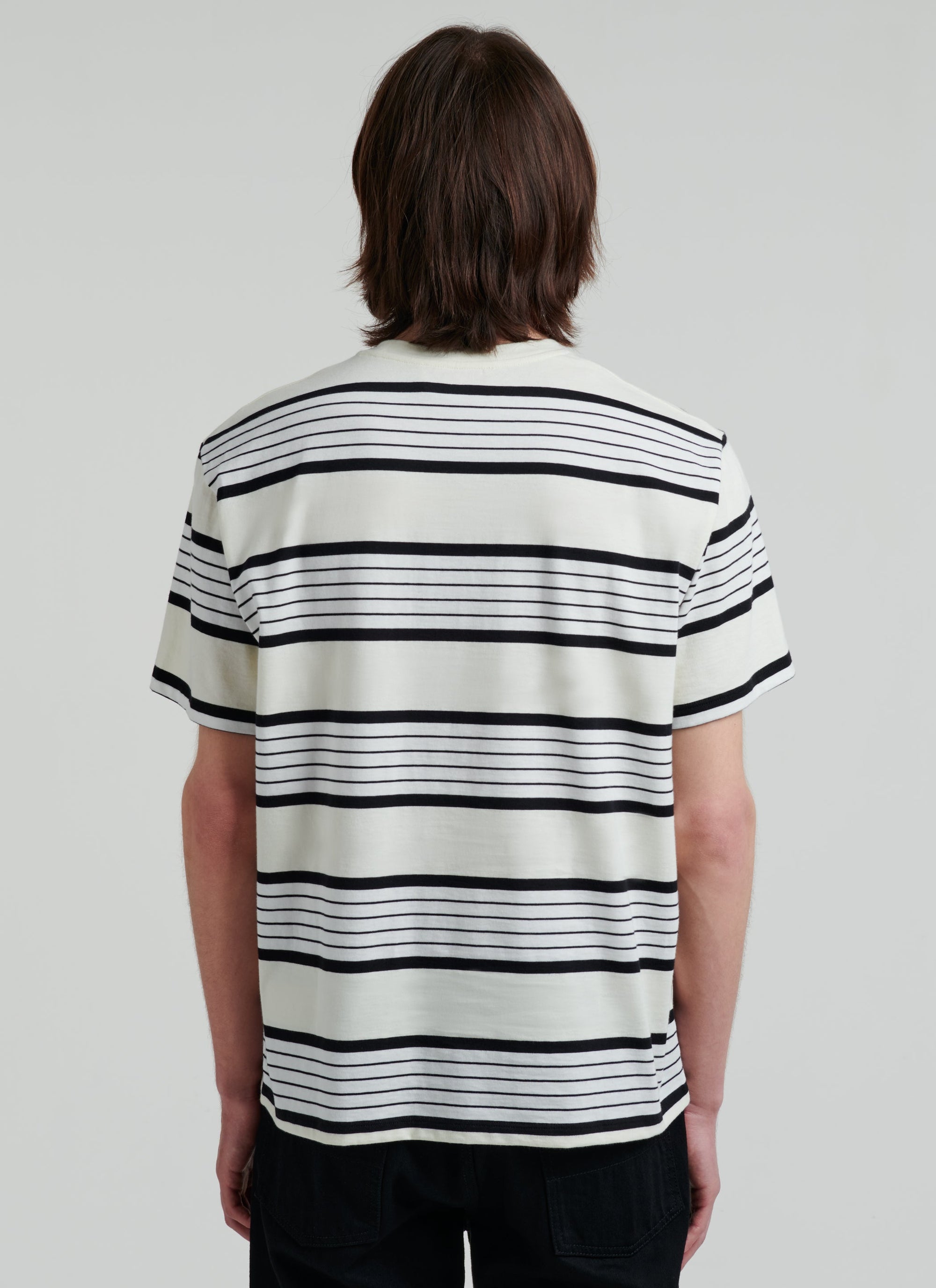 T-shirt à rayures asymétriques - Ecru