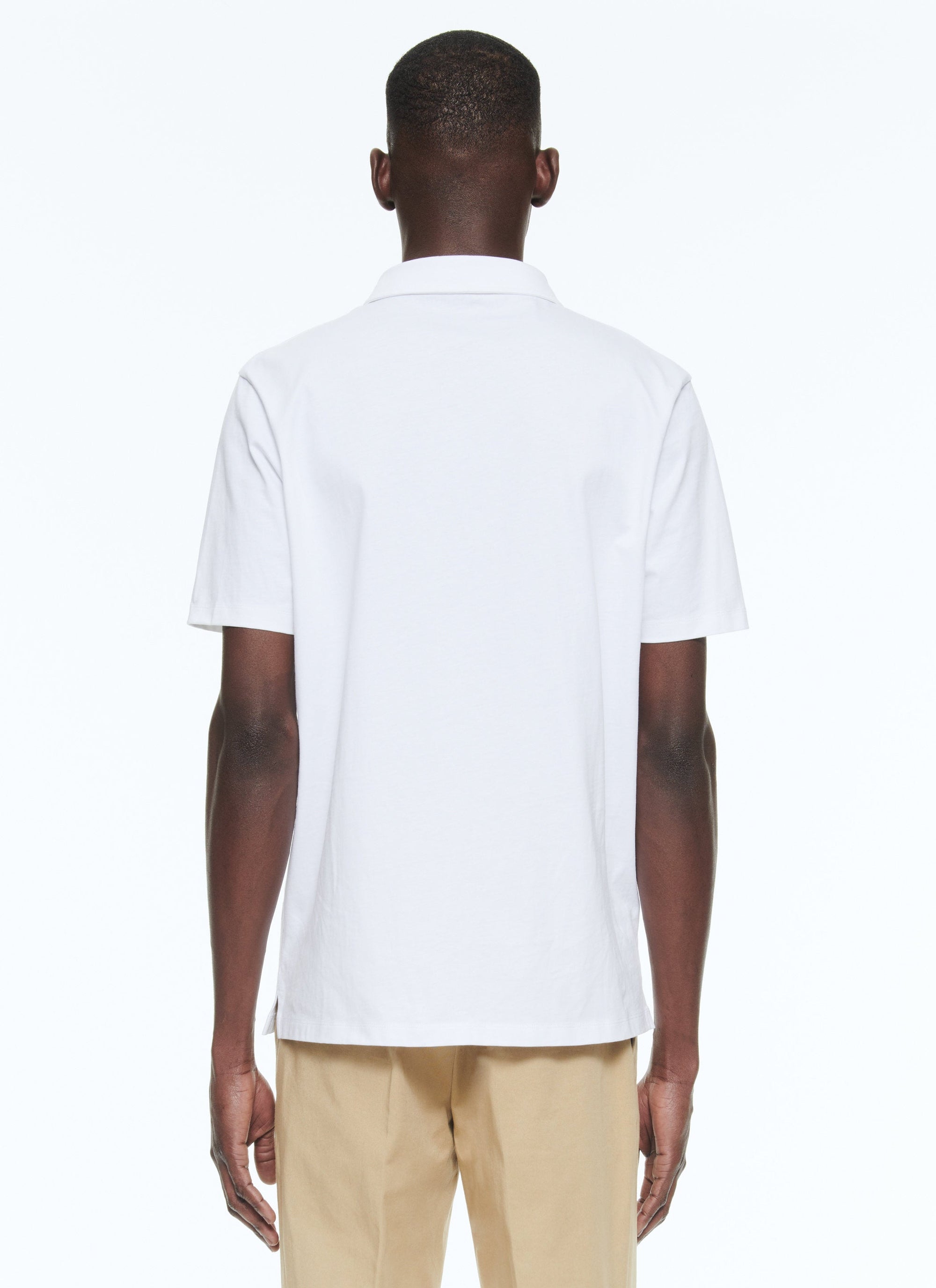 Polo boutonné à poche - Blanc