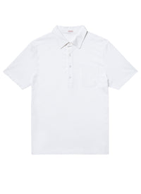 Polo boutonné à poche - Blanc