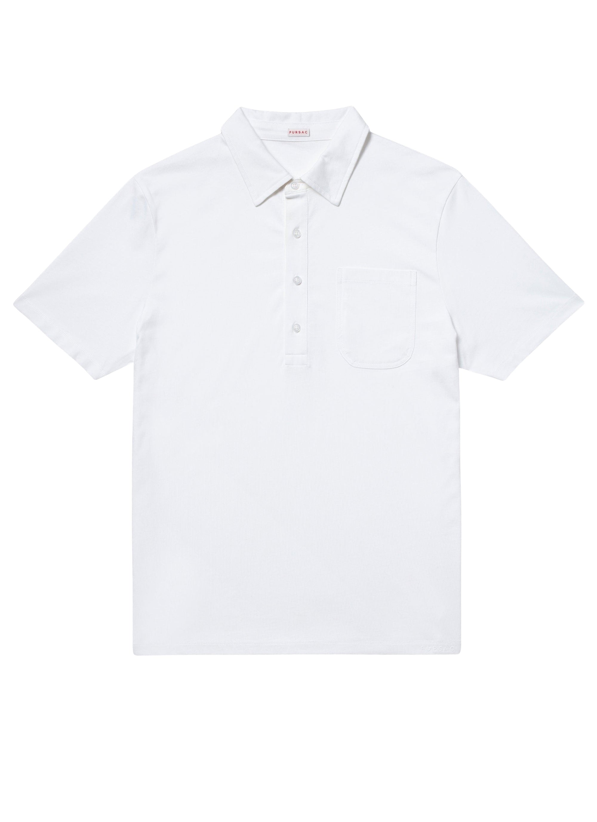 Polo boutonné à poche - Blanc