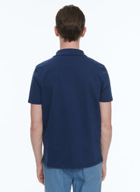 Polo boutonné à poche - Marine