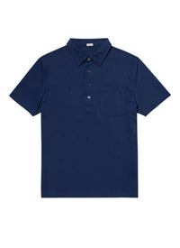 Polo boutonné à poche - Marine