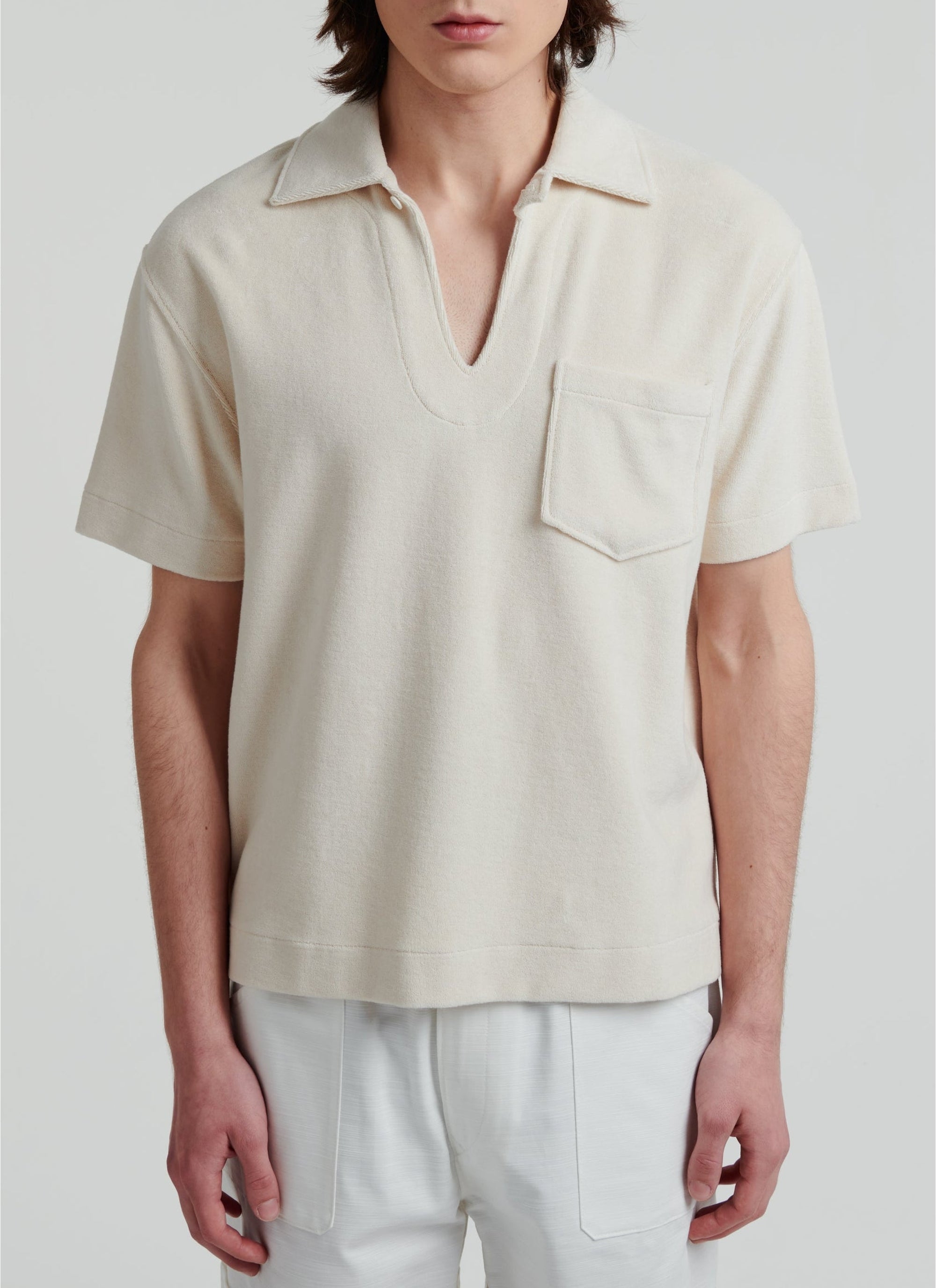 Terry cotton polo shirt - Natural