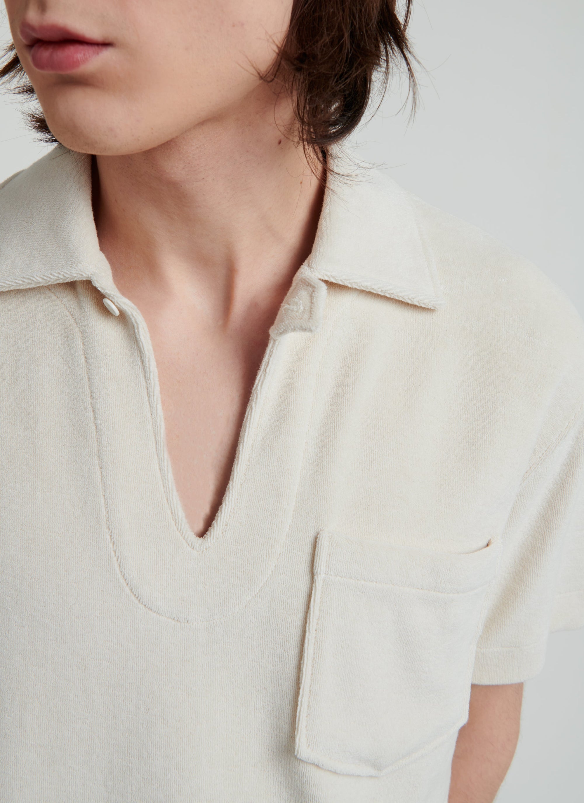 Terry cotton polo shirt - Natural