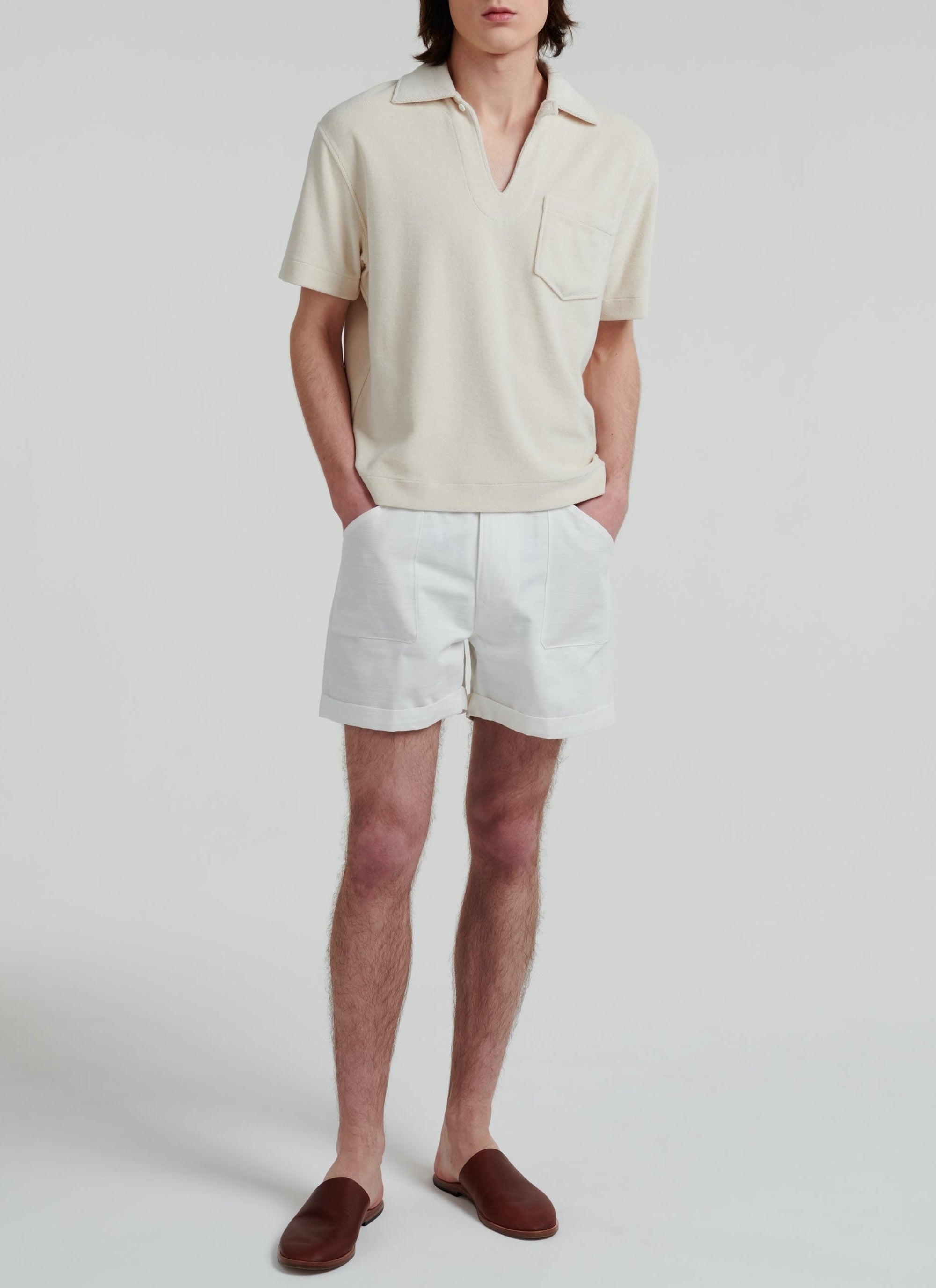 Terry cotton polo shirt - Natural