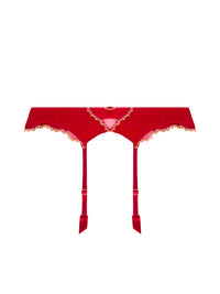 Éblouissante Icône Silk Suspender Belt - Ruby Gold