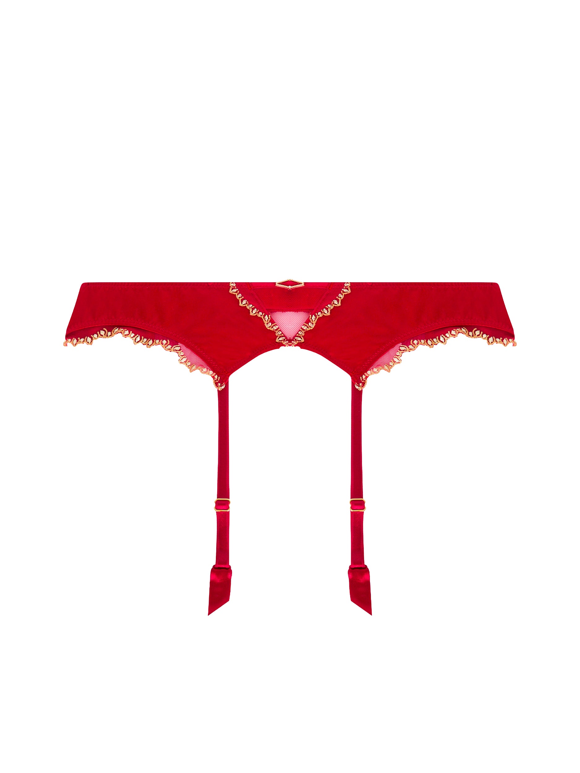 Éblouissante Icône Silk Suspender Belt - Ruby Gold